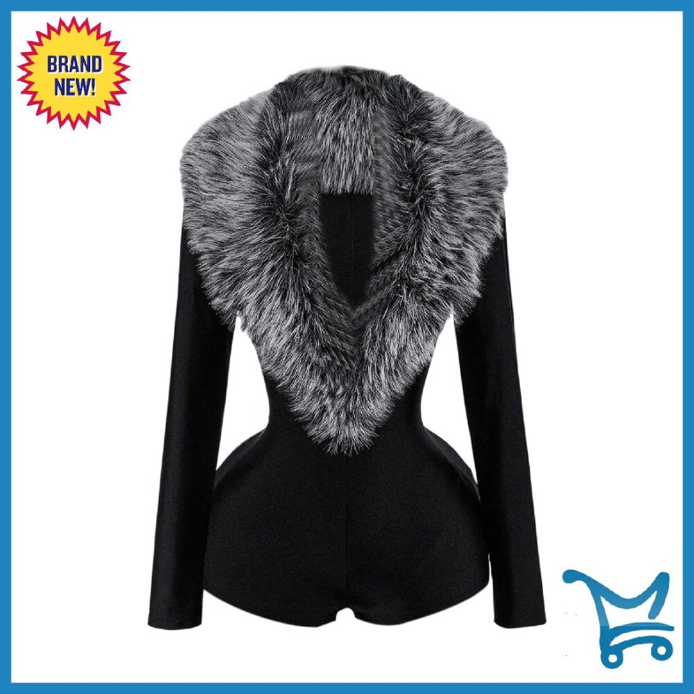 Faux Fur Long Sleeve Romper Bodycon Jumpsuit Rave Party